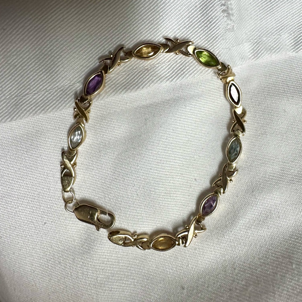 💛SOLD💛14k Gold Bracelet Multi Stone Bracelet 9 grams
